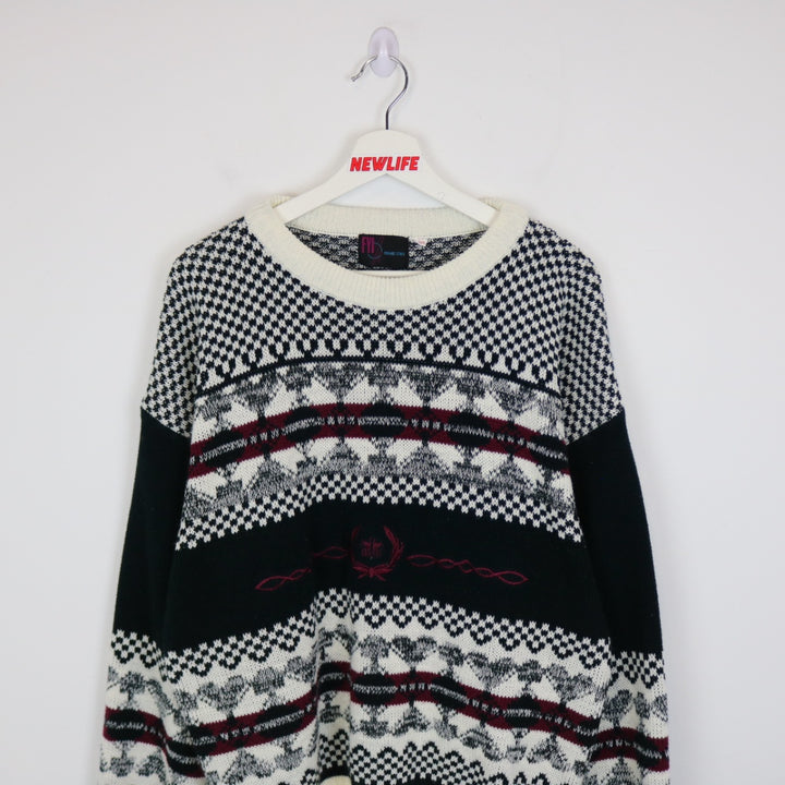 Vintage 80's FYI Private Stock Patterned Knit Sweater - L-NEWLIFE Clothing