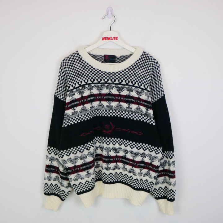 Vintage 80's FYI Private Stock Patterned Knit Sweater - L-NEWLIFE Clothing