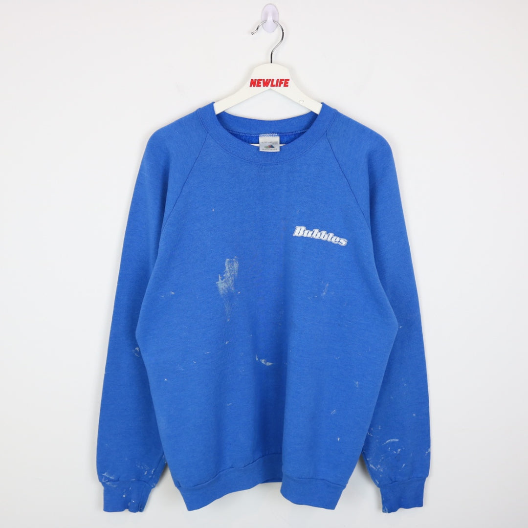 Vintage 90's Bubbles Car Wash Paint Splattered Crewneck - L-NEWLIFE Clothing