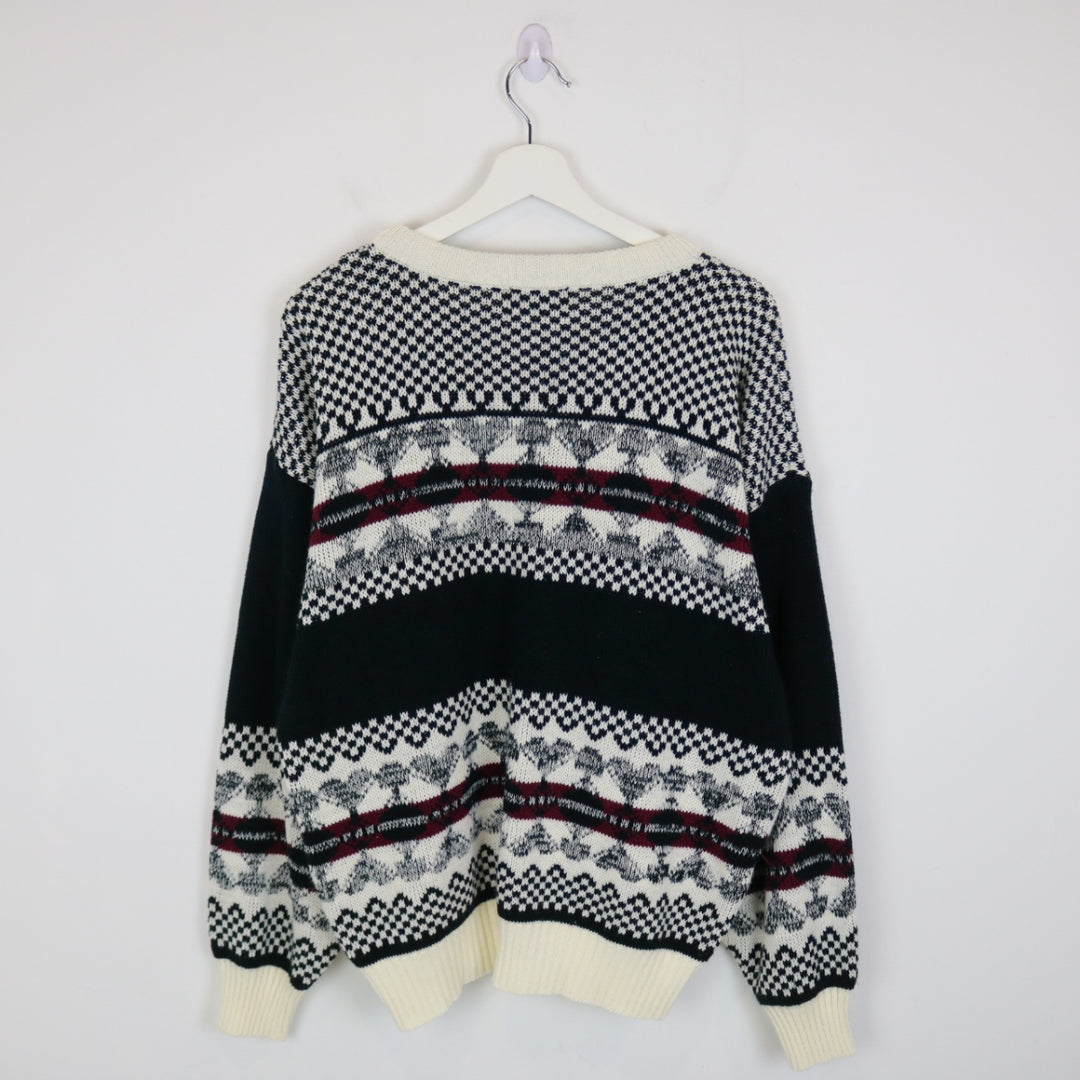 Vintage 80's FYI Private Stock Patterned Knit Sweater - L-NEWLIFE Clothing