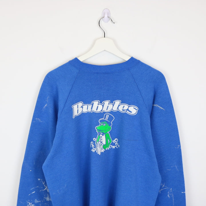 Vintage 90's Bubbles Car Wash Paint Splattered Crewneck - L-NEWLIFE Clothing