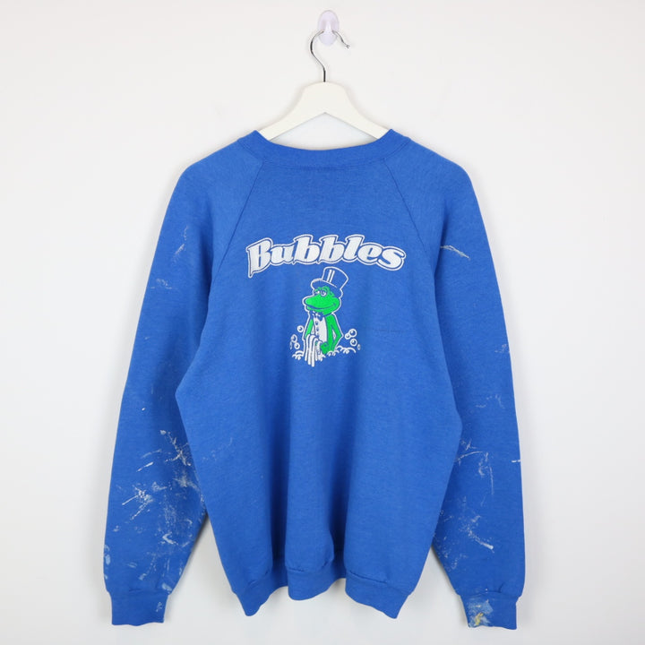 Vintage 90's Bubbles Car Wash Paint Splattered Crewneck - L-NEWLIFE Clothing