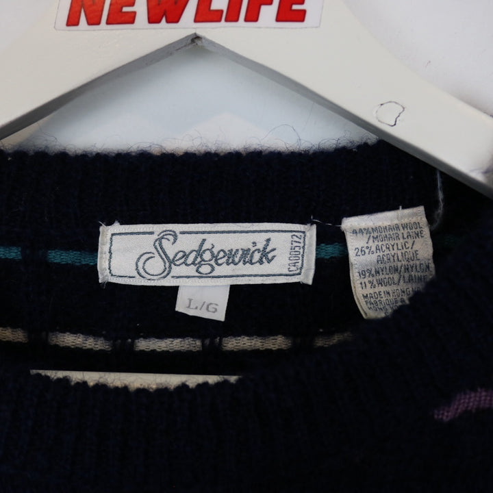 Vintage 80's Sedgewick Patterned Wool Knit Sweater - L-NEWLIFE Clothing