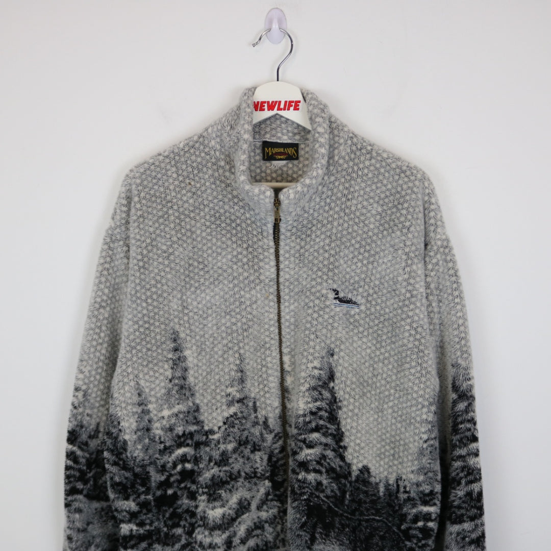 Vintage 90's Marshlands Wolf Nature Fleece Jacket - L-NEWLIFE Clothing