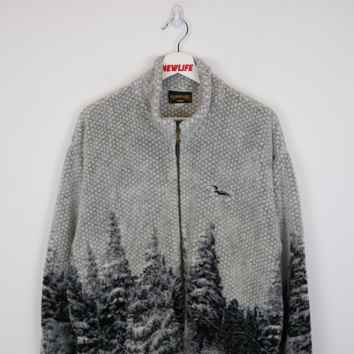Vintage 90's Marshlands Wolf Nature Fleece Jacket - L-NEWLIFE Clothing