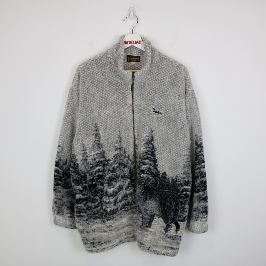 Vintage 90's Marshlands Wolf Nature Fleece Jacket - L-NEWLIFE Clothing