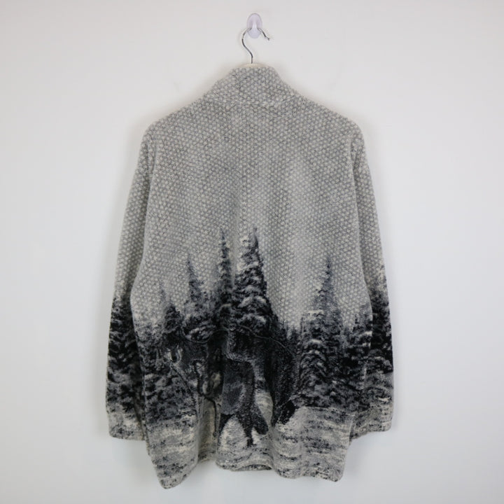 Vintage 90's Marshlands Wolf Nature Fleece Jacket - L-NEWLIFE Clothing