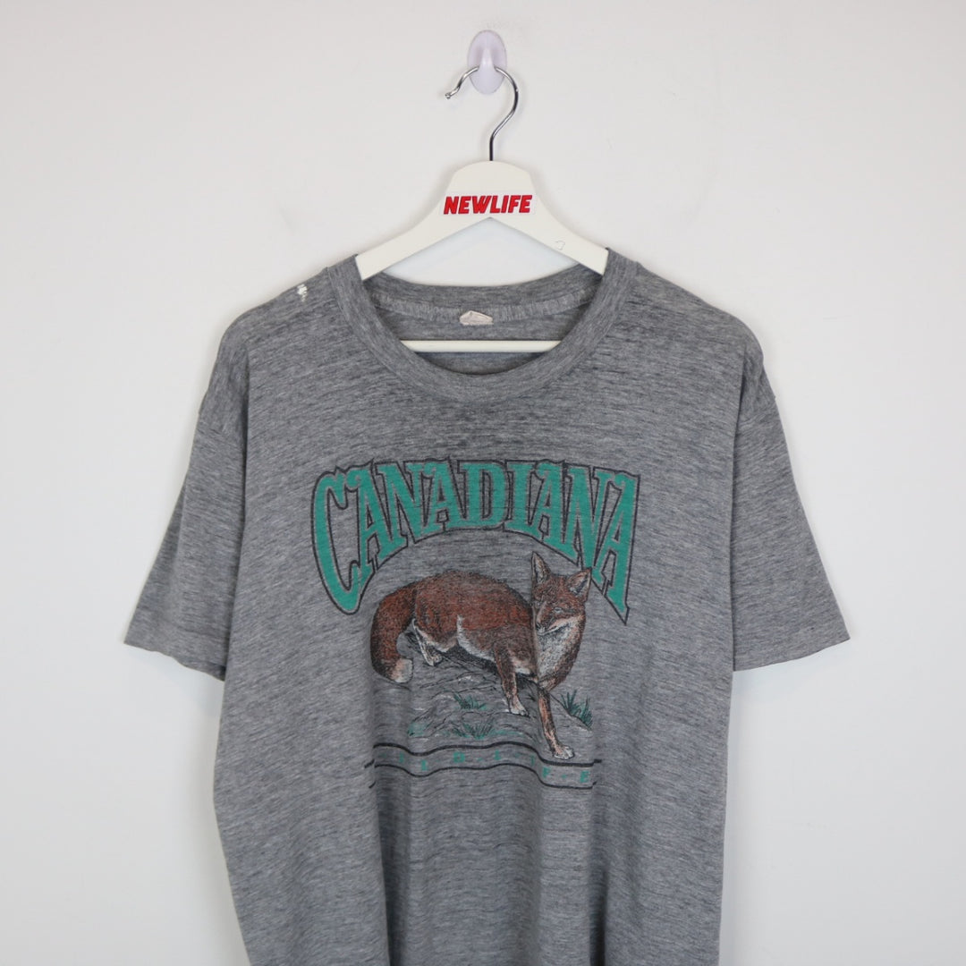 Vintage 80's Canadiana Wildlife Fox Nature Tee - L-NEWLIFE Clothing