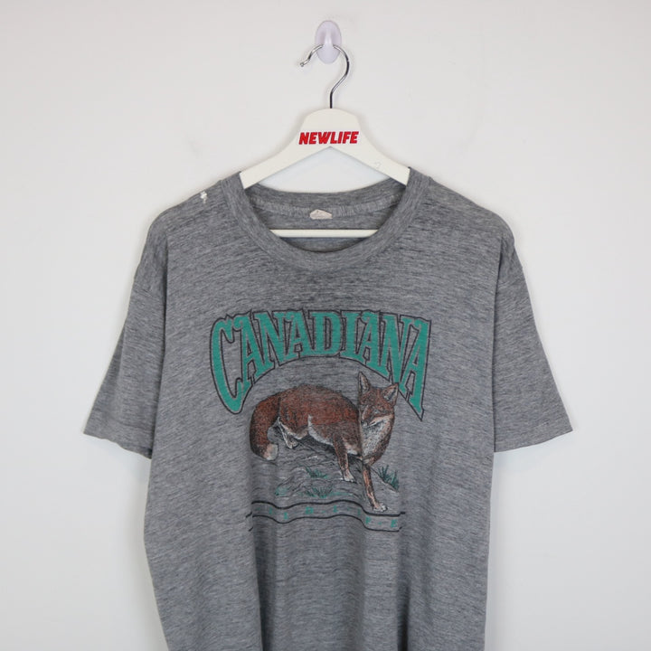 Vintage 80's Canadiana Wildlife Fox Nature Tee - L-NEWLIFE Clothing