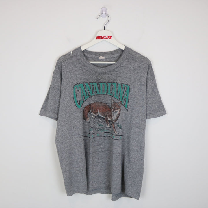 Vintage 80's Canadiana Wildlife Fox Nature Tee - L-NEWLIFE Clothing
