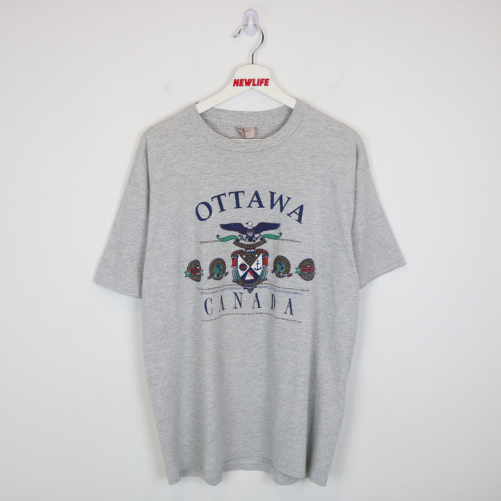 VIntage 90's Ottawa Canada Striped Tee - L-NEWLIFE Clothing