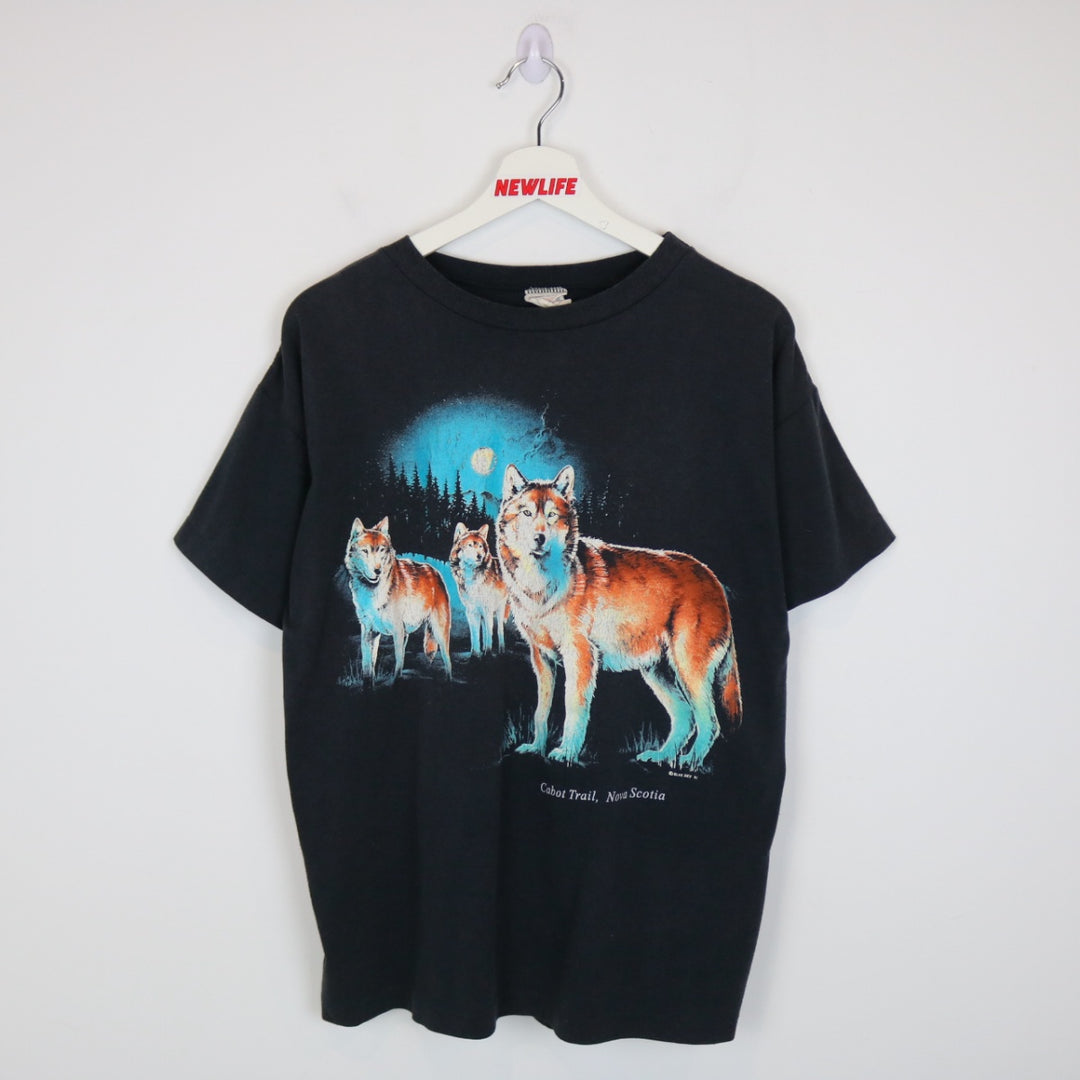 Vintage 1991 Cabot Trail Wolf Nature Tee - L-NEWLIFE Clothing