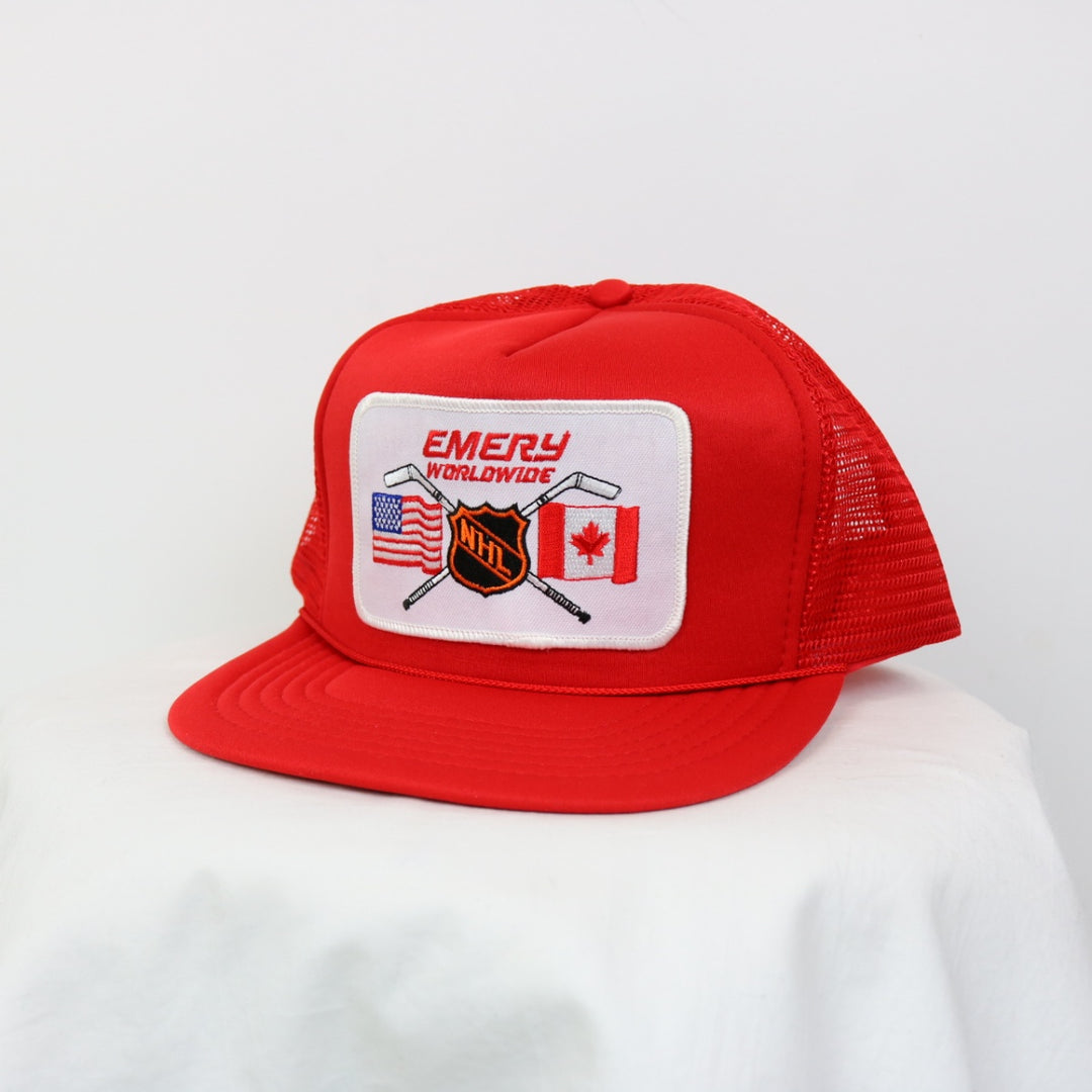 Vintage 80's Emery Worldwide NHL Trucker Hat - OS-NEWLIFE Clothing