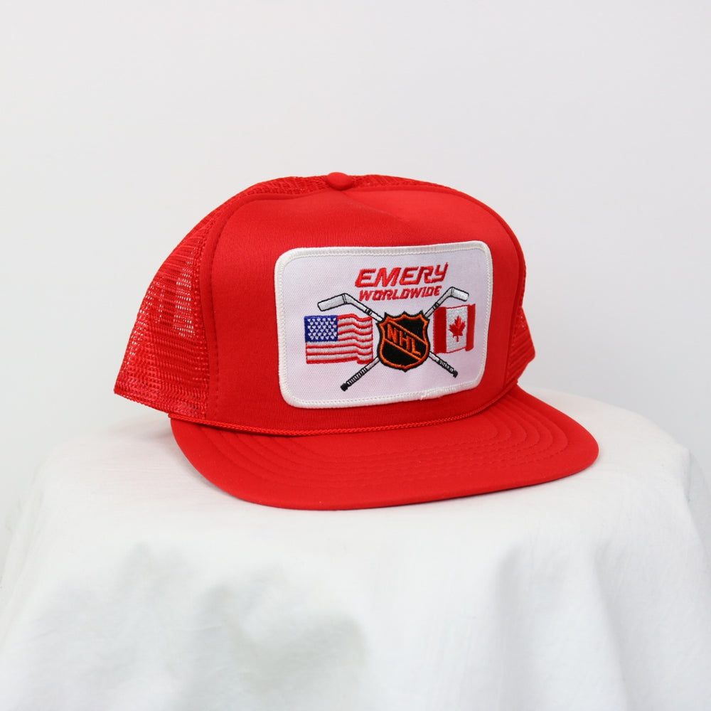 Vintage 80's Emery Worldwide NHL Trucker Hat - OS-NEWLIFE Clothing