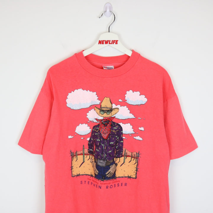 Vintage 80's Vanishing Cowboy Stephen Rosser Tee - L-NEWLIFE Clothing