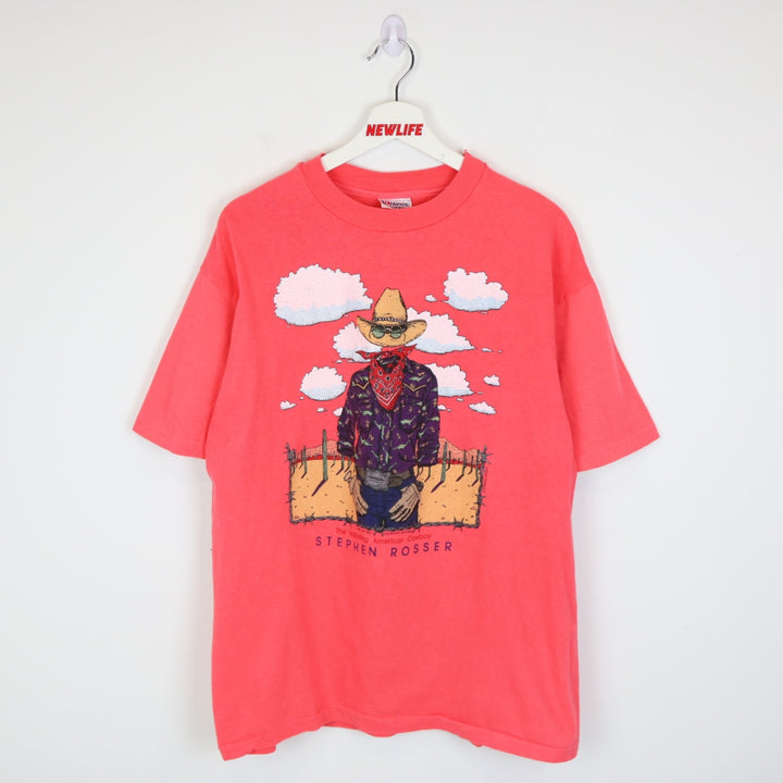 Vintage 80's Vanishing Cowboy Stephen Rosser Tee - L-NEWLIFE Clothing