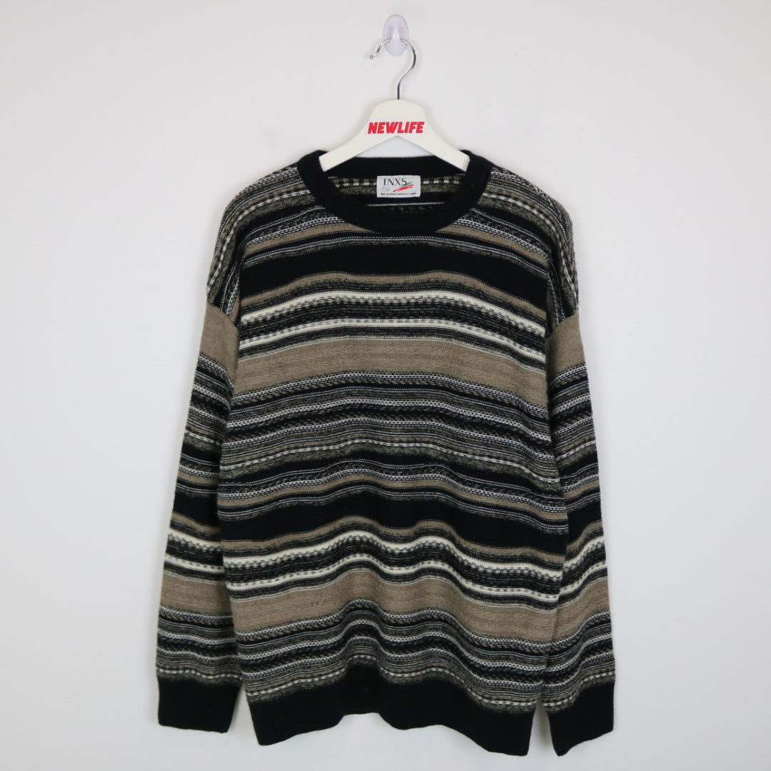 Vintage 80's INXS Pattered Knit Sweater - M-NEWLIFE Clothing