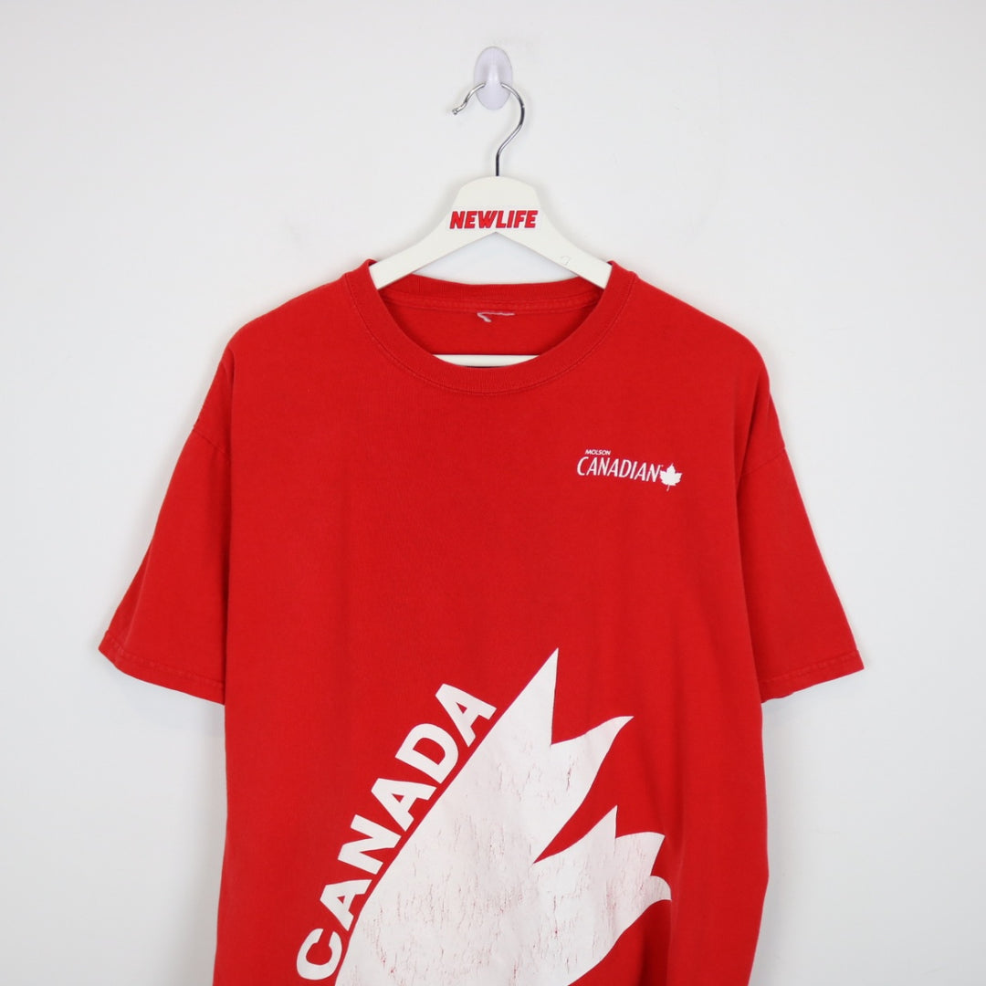 Vintage 00's Team Canada Molson Beer Tee - L-NEWLIFE Clothing
