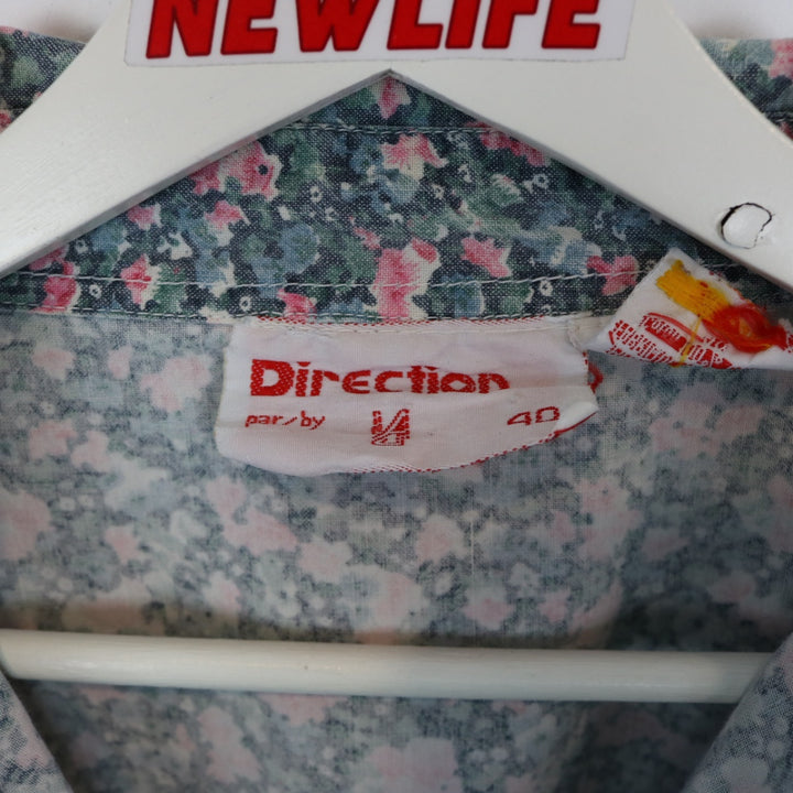 Vintage 80's Direction Flower Print Long Sleeve Button Up - L-NEWLIFE Clothing