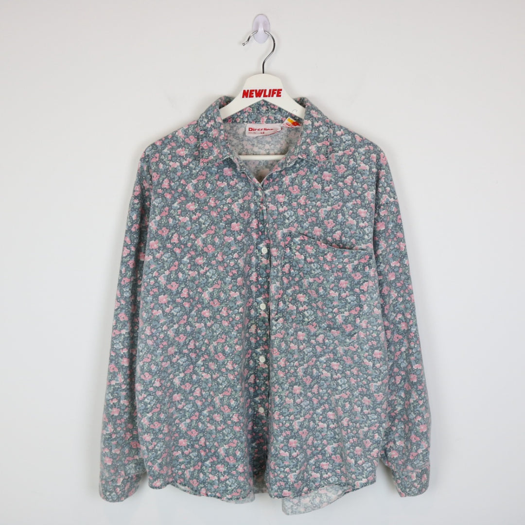 Vintage 80's Direction Flower Print Long Sleeve Button Up - L-NEWLIFE Clothing