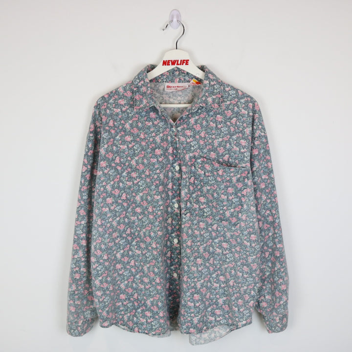 Vintage 80's Direction Flower Print Long Sleeve Button Up - L-NEWLIFE Clothing