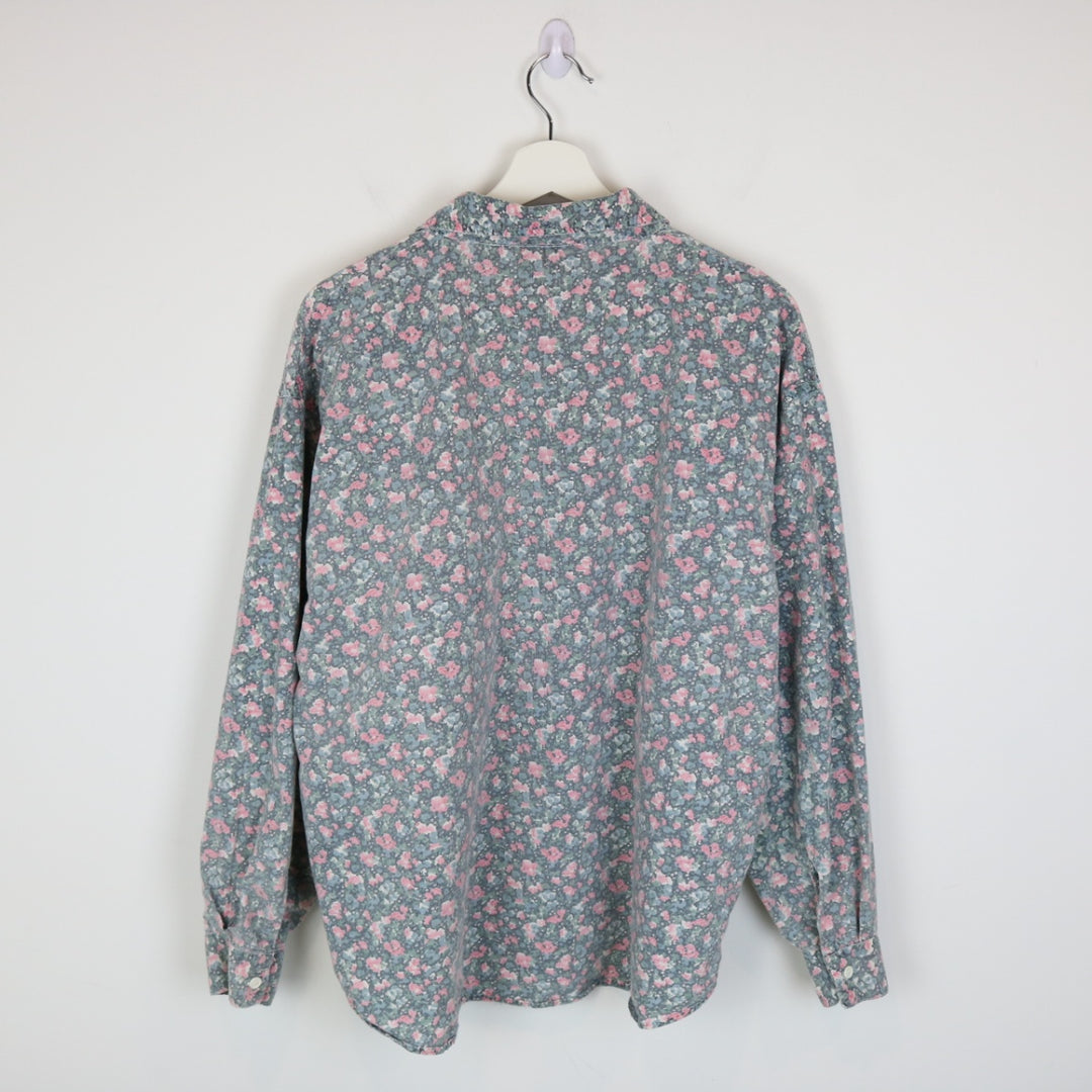 Vintage 80's Direction Flower Print Long Sleeve Button Up - L-NEWLIFE Clothing