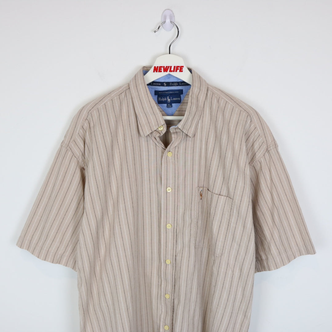 Vintage 80's Ralph Lauren Striped Short Sleeve Button Up - L-NEWLIFE Clothing