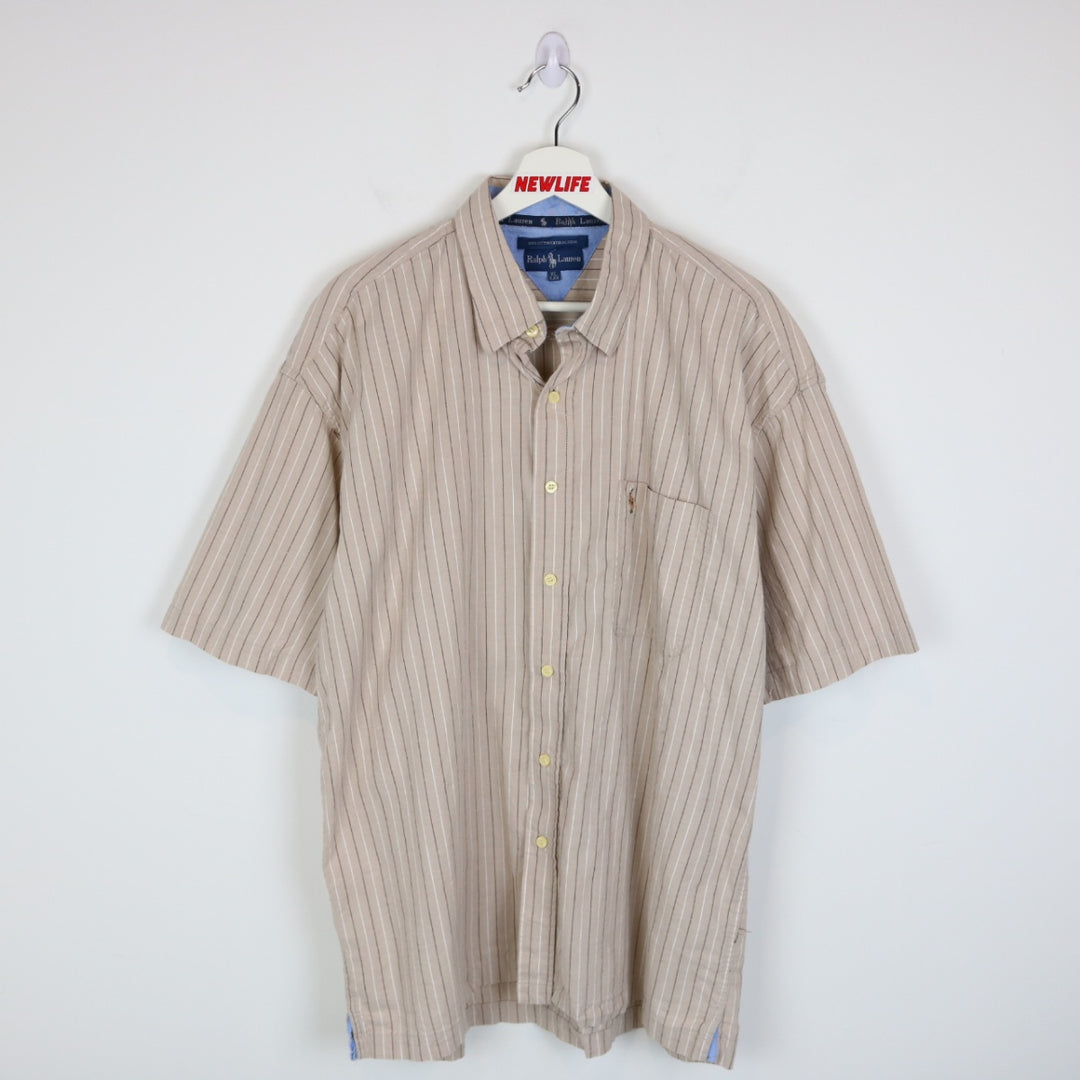 Vintage 80's Ralph Lauren Striped Short Sleeve Button Up - L-NEWLIFE Clothing