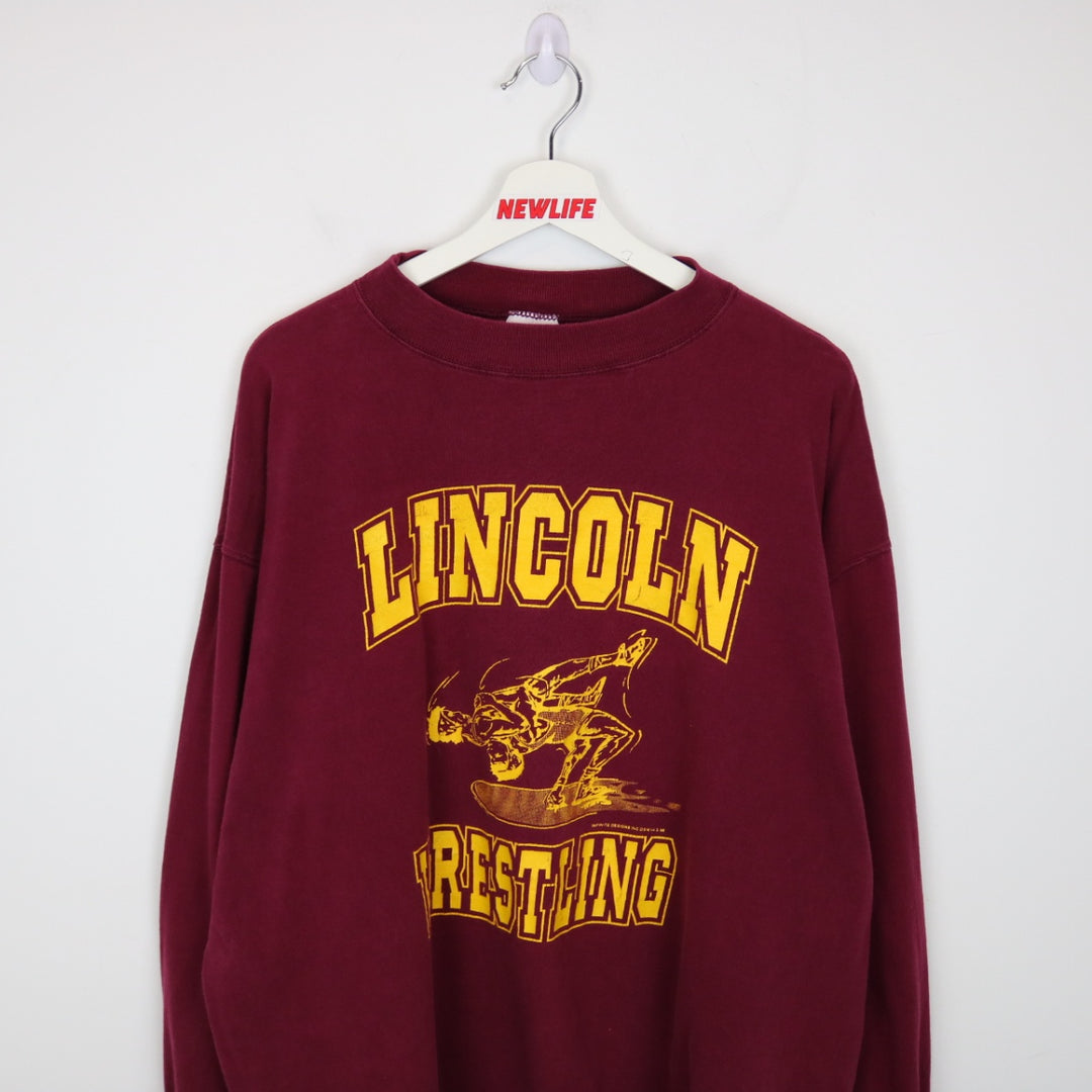 Vintage 90's Lincoln Wrestling Long Sleeve Tee - XXL-NEWLIFE Clothing