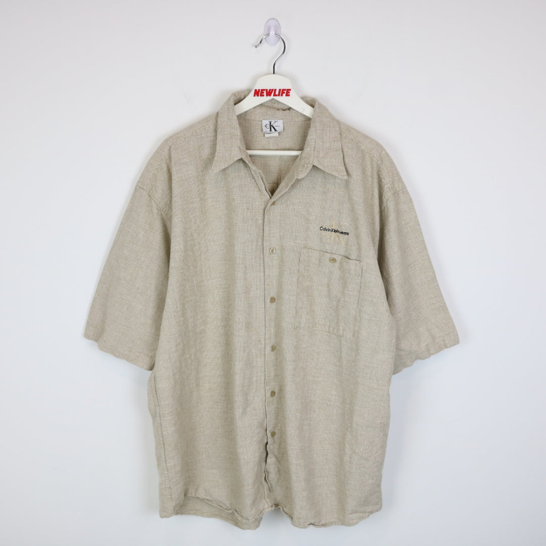 Vintage 90's Calvin Klein Short Sleeve Button Up - L-NEWLIFE Clothing