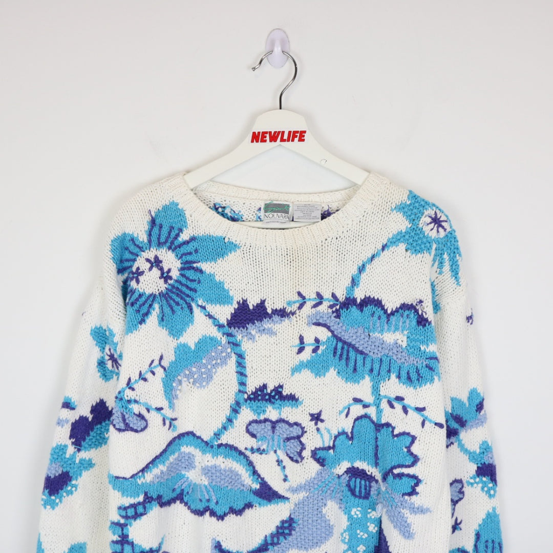 Vintage 80's Flower Nature Knit Sweater - M-NEWLIFE Clothing