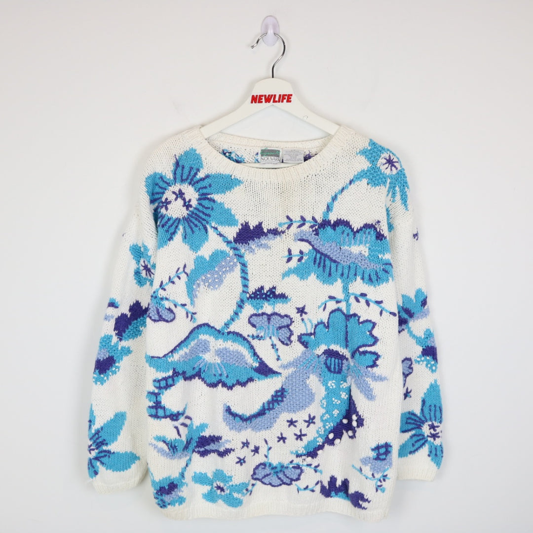 Vintage 80's Flower Nature Knit Sweater - M-NEWLIFE Clothing