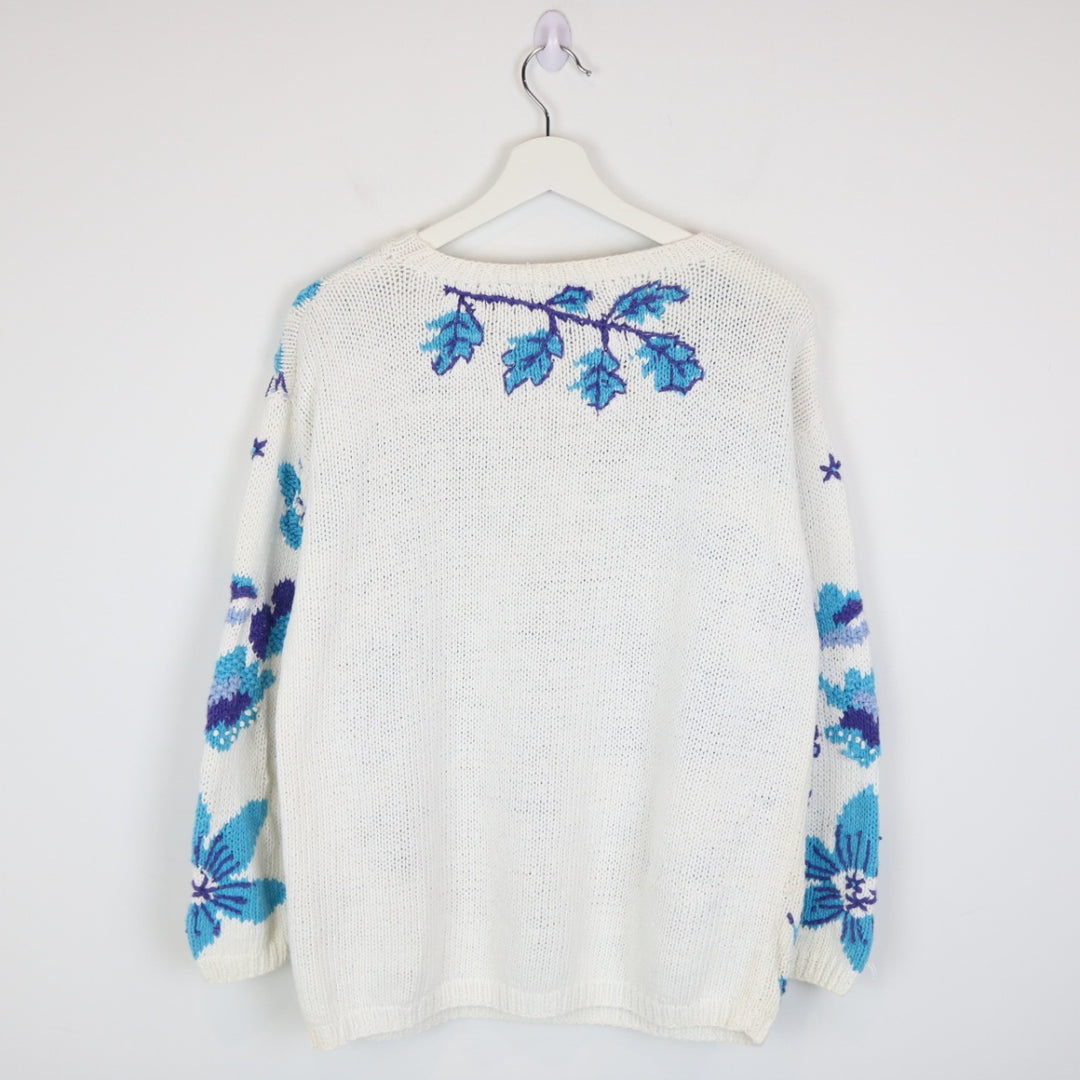 Vintage 80's Flower Nature Knit Sweater - M-NEWLIFE Clothing