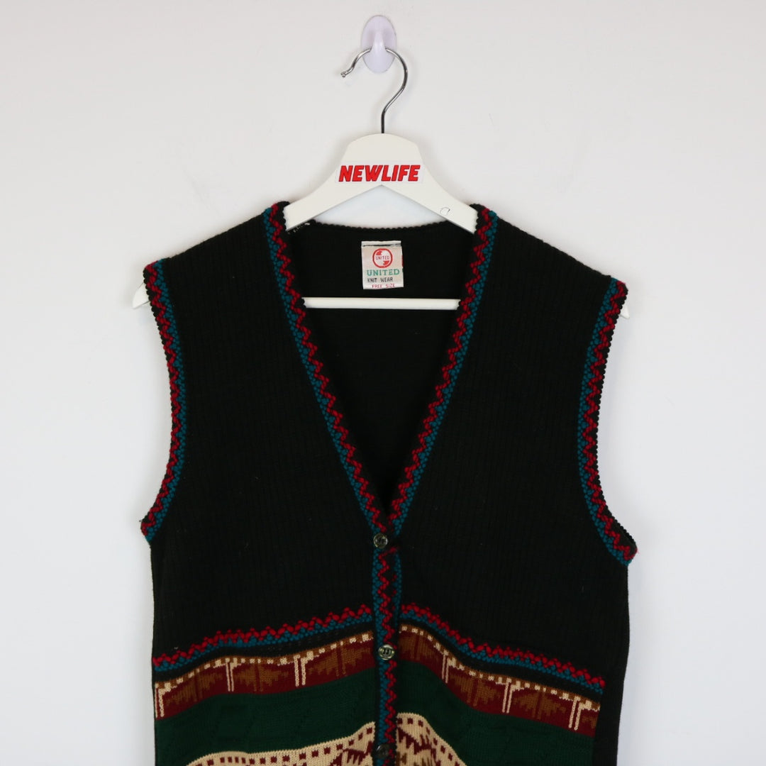 Vintage 80's Patterned Knit Sweater Vest - XS-NEWLIFE Clothing