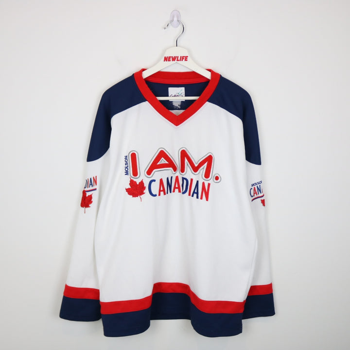 Vintage 90's Molson Canadian Beer Hockey Jersey - L-NEWLIFE Clothing