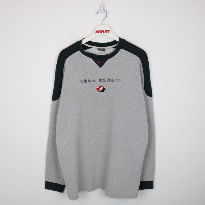 Vintage 90's Nike Center Swoosh Team Canada Hockey Long Sleeve Tee - XL-NEWLIFE Clothing