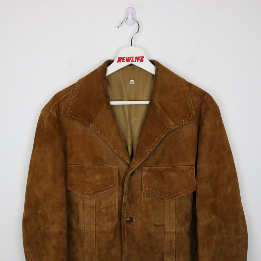 Vintage 80's Suede Leather Button Up Jacket - M-NEWLIFE Clothing