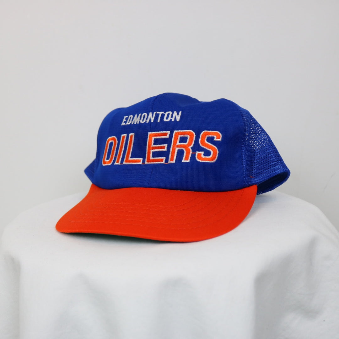 VIntage 80's Edmonton Oilers NHL Trucker Hat - OS-NEWLIFE Clothing