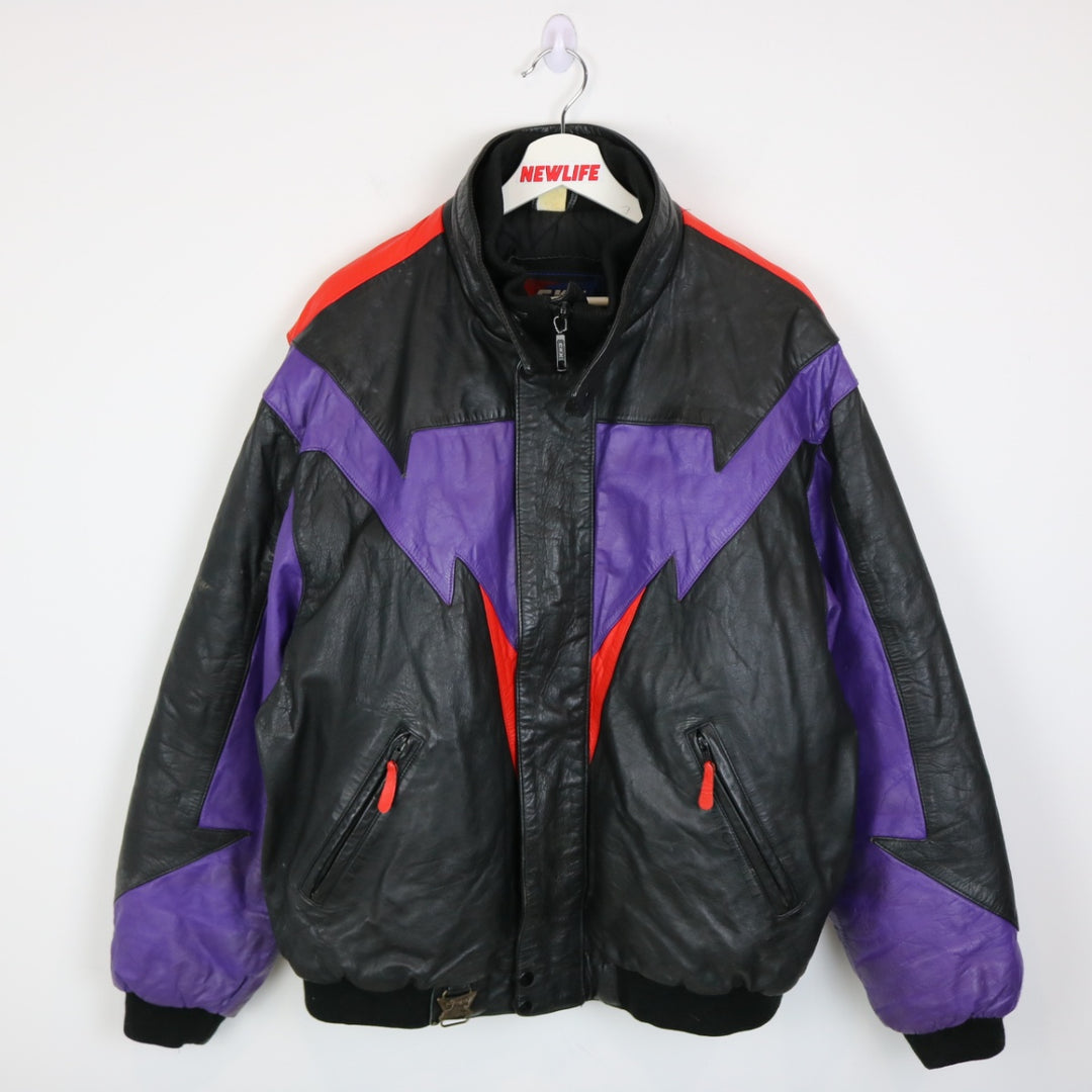 Vintage 90's Color Blocked CKX Leather Jacket - L-NEWLIFE Clothing