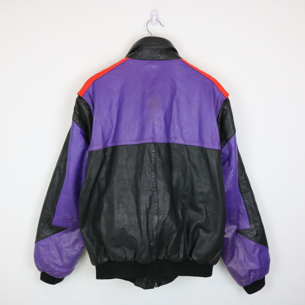 Vintage 90's Color Blocked CKX Leather Jacket - L-NEWLIFE Clothing