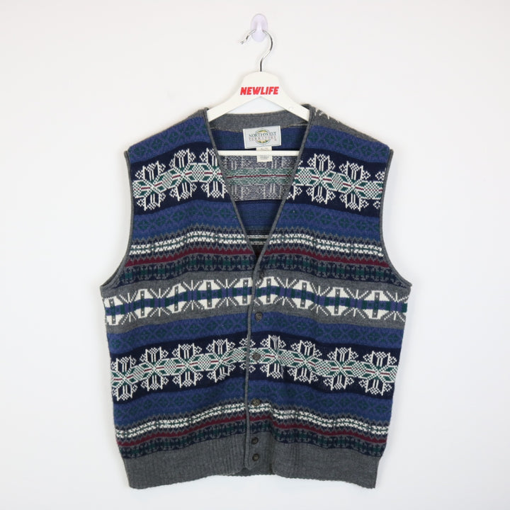 Vintage 90's Patterned Knit Sweater Vest - L-NEWLIFE Clothing