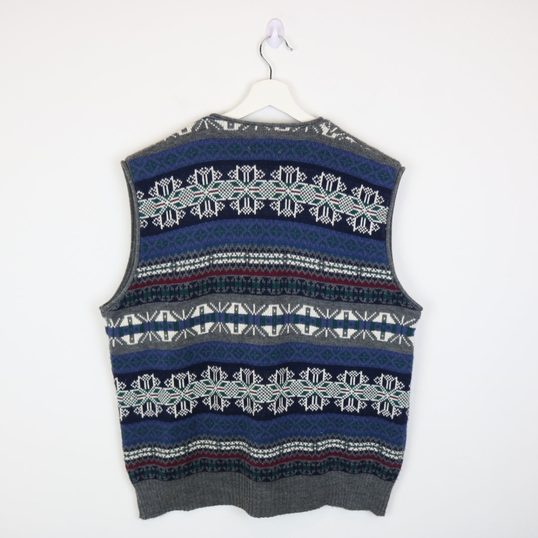 Vintage 90's Patterned Knit Sweater Vest - L-NEWLIFE Clothing