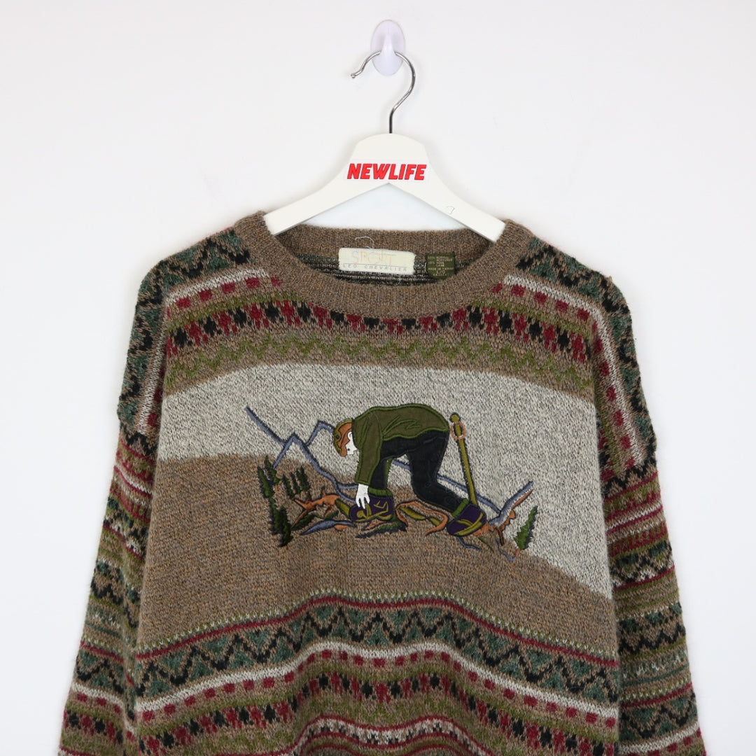 Vintage 80's Hiking Nature Knit Sweater - L-NEWLIFE Clothing