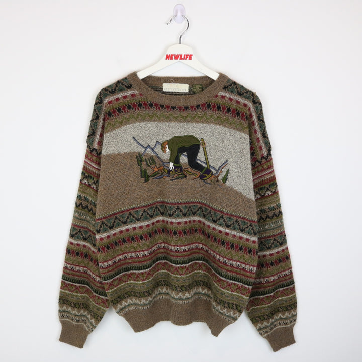 Vintage 80's Hiking Nature Knit Sweater - L-NEWLIFE Clothing