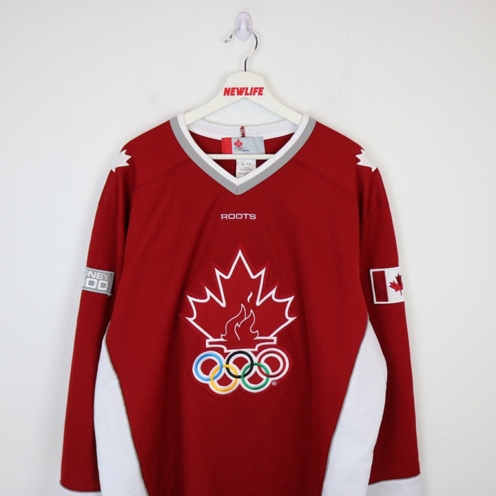 Vintage 2000 Sydney Olympics Team Canada Roots Hockey Jersey - XXL-NEWLIFE Clothing