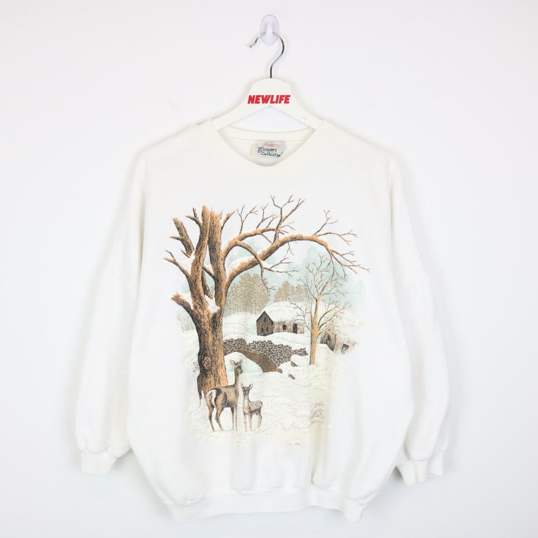 Vintage 80's Cabin Winter Nature Crewneck - XL-NEWLIFE Clothing