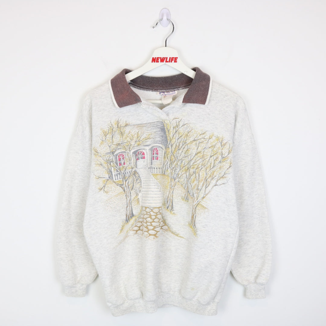 Vintage 80's House Nature Collared Crewneck - S-NEWLIFE Clothing