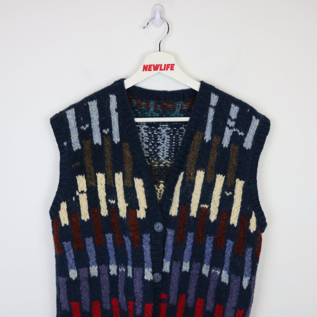 Vintage Pattered Wool Knit Vest - S-NEWLIFE Clothing