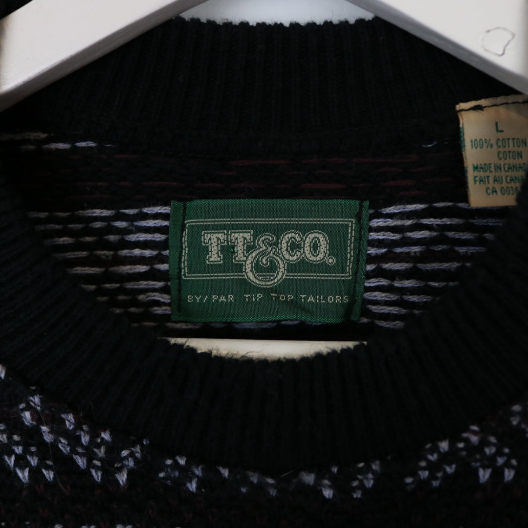 Vintage 90's TT&Co Striped Patterned Knit Sweater - M-NEWLIFE Clothing