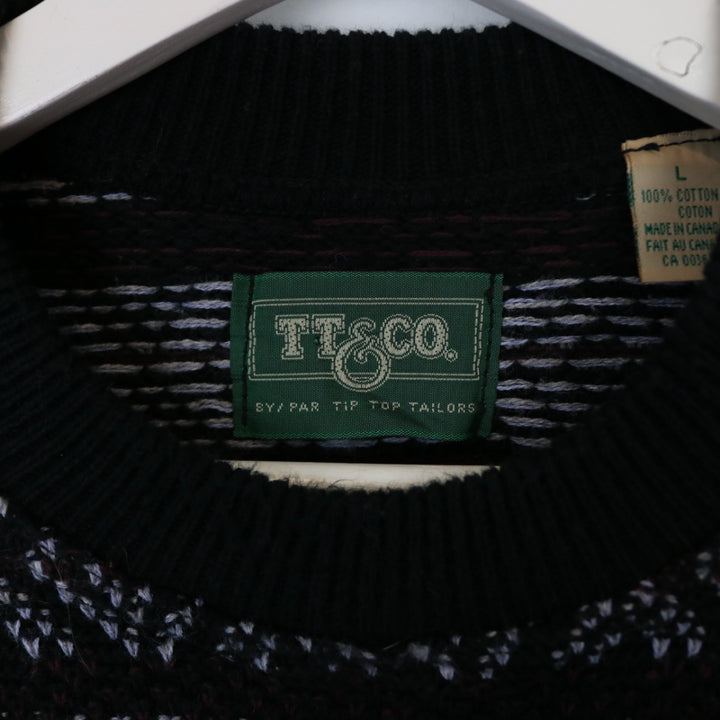 Vintage 90's TT&Co Striped Patterned Knit Sweater - M-NEWLIFE Clothing